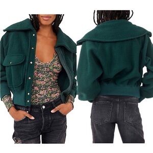 Free People- Shasta Cardigan Jacket In Deepest Spruce (Size:XL)